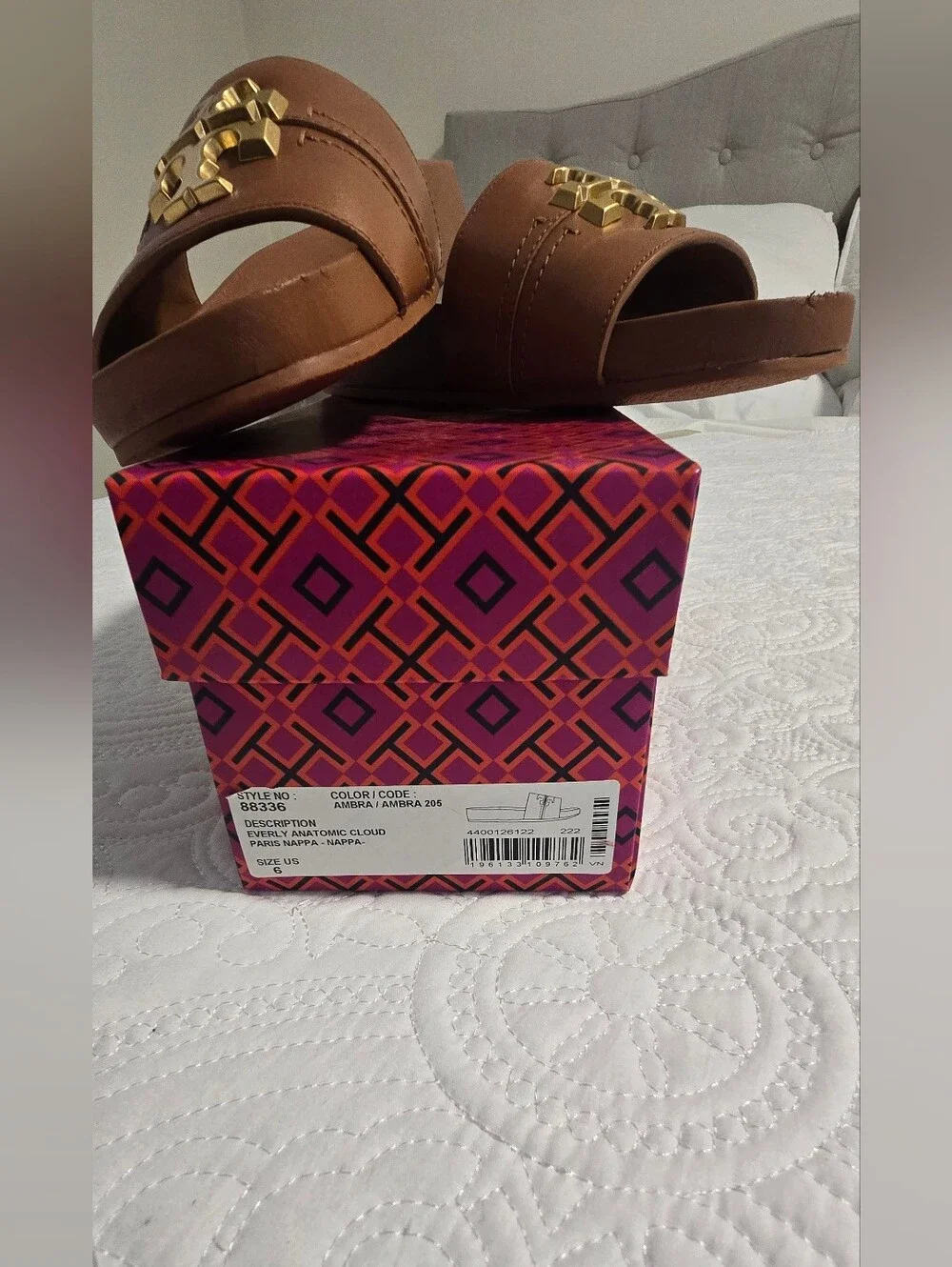 Tory Burch Everly Anatomic Cloud Nappa  Slide sandals Size 6